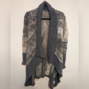 Line Size Small Women's Knit Mohair/Alpaca earthy‎ and Tan Open Front Cardigan